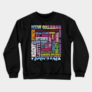 Fun New Orleans Louisiana Neighborhoods NOLO Mardi Gras Crewneck Sweatshirt